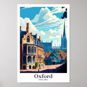 Oxford England Travel Art Vintage Illustratie Poster