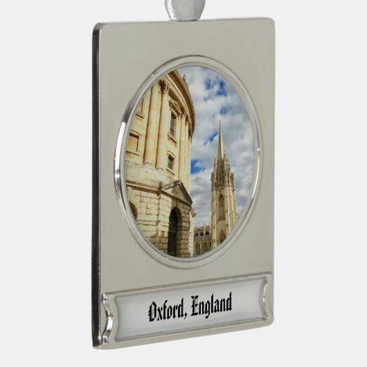 Oxford England University Radcliffe Camera Verzilverd Banner Ornament (Rechts)