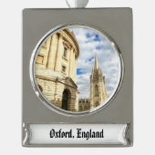 Oxford England University Radcliffe Camera Verzilverd Banner Ornament (Voorkant)