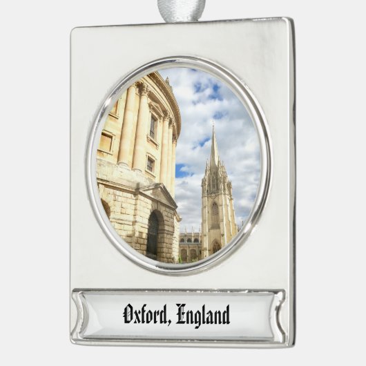 Oxford England University Radcliffe Camera Verzilverd Banner Ornament (Links)