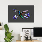 Oxford Gray Gorgood Hummingbird/Hibiscus Poster (Thuiskantoor)