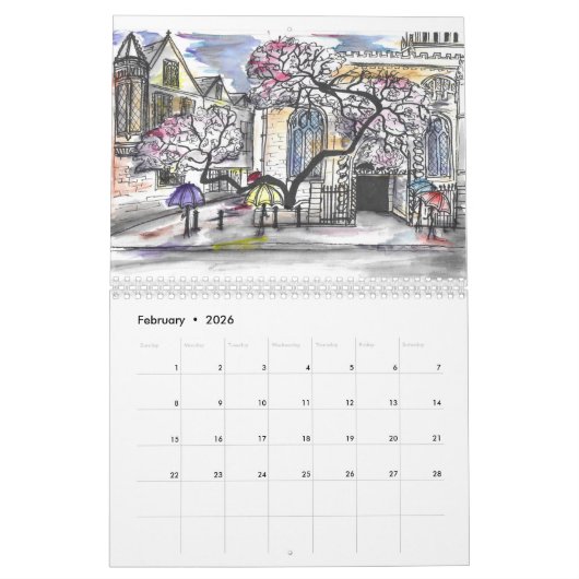 Oxford in Waterverf 2021 Agenda Kalender (Feb 2026)