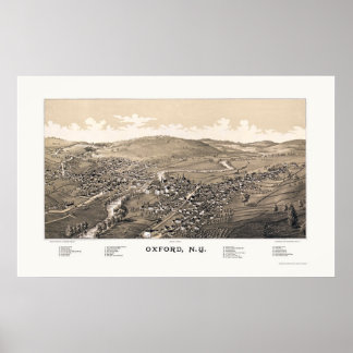 Oxford NY Panoramic Map 1888 Poster