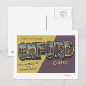 Oxford, Ohio, Miami U en Western College Briefkaart (Voorkant / Achterkant)