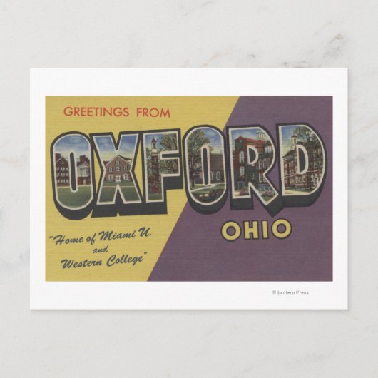 Oxford, Ohio, Miami U en Western College Briefkaart (Voorkant)