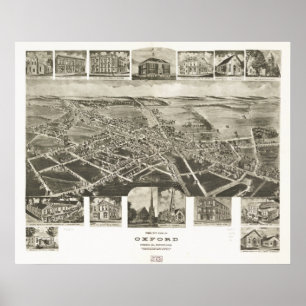 Oxford Pennsylvania 1907 Antiek Panorama Poster