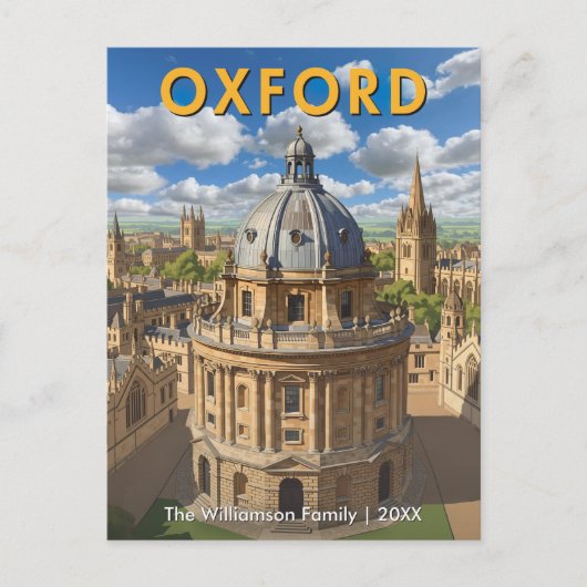 Oxford Skyline Radcliffe Camera Retro gepersonalis Briefkaart (Voorkant)
