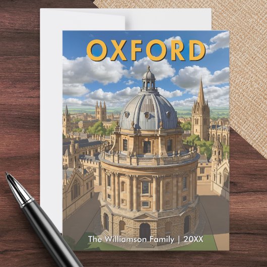 Oxford Skyline Radcliffe Camera Retro gepersonalis Briefkaart