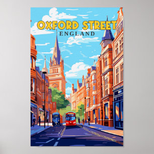 Oxford Street England Travel Art Vintage Poster