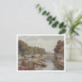 Oxford UK College Barges Folly Bridge 1910's Briefkaart (Staand voorkant)