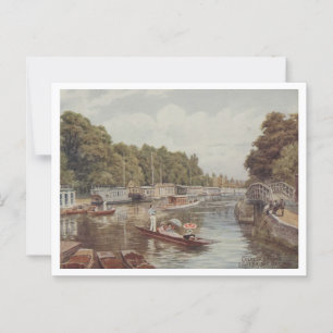 Oxford UK College Barges Folly Bridge 1910's Briefkaart