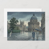 Oxford University in Rain Japanese Woodblock Print Briefkaart (Voorkant / Achterkant)