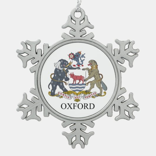 Oxford-wapen Tin Sneeuwvlok Ornament (Voorkant)