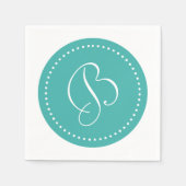 Oxidegroen Blauw/Wit Stip Monogram Servet (Voorkant)