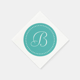 Oxidegroen Blauw/Wit Stip Monogram Servet