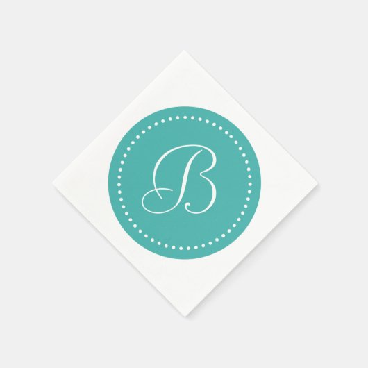 Oxidegroen Blauw/Wit Stip Monogram Servet (Hoek)