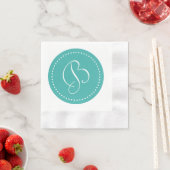 Oxidegroen Blauw/Wit Stip Monogram Servetten (Insitu)