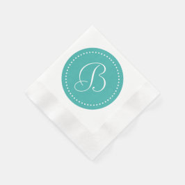 Oxidegroen Blauw/Wit Stip Monogram Servetten