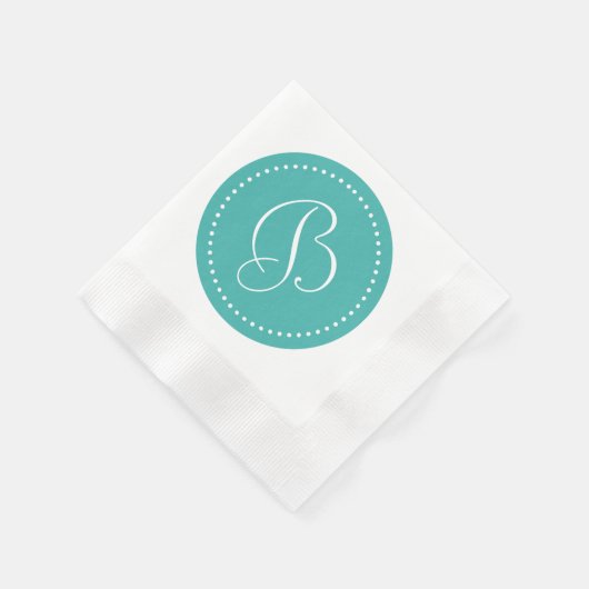 Oxidegroen Blauw/Wit Stip Monogram Servetten (Hoek)