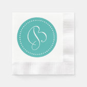 Oxidegroen Blauw/Wit Stip Monogram Servetten (Voorkant)