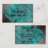Oxidized Turquoise op Metal Barber Shop Card Visitekaartje (Voorkant / Achterkant)