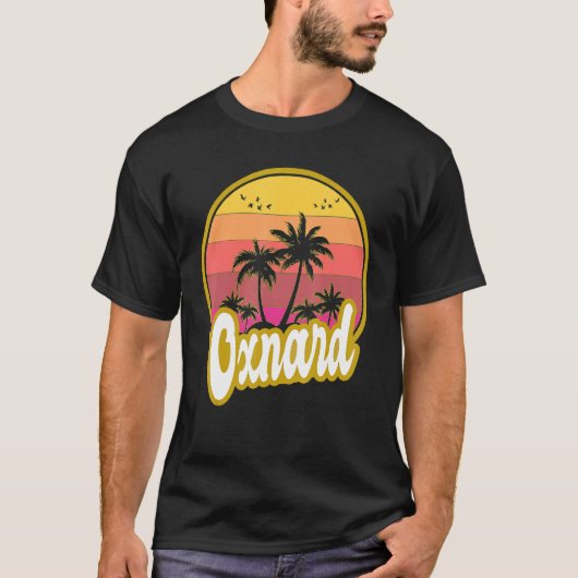 Oxnard California Beach Retro Sunset T-shirt (Voorkant)
