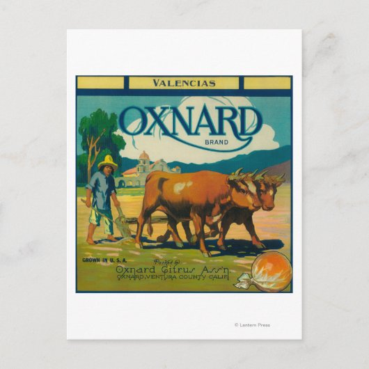 Oxnard Oranje LabelOxnard, CA Briefkaart (Voorkant)