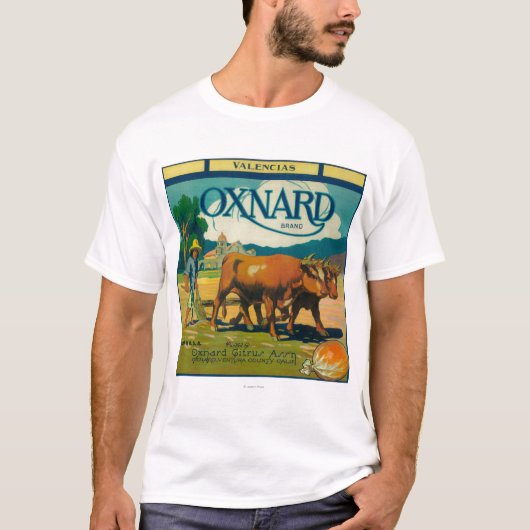 Oxnard Oranje LabelOxnard, CA T-shirt (Voorkant)