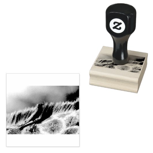 Oxpecker op een giraffe rubberstempel (Gestempeld)