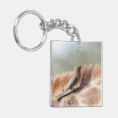 Oxpecker op een giraffe sleutelhanger (Voorkant Links)