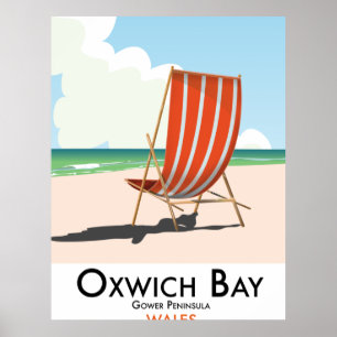 Oxwich Bay Gower Peninsula vintage-poster. Poster