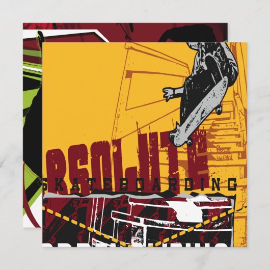 Oxygentes Skateboard Invitation Kaart (Voorkant / Achterkant)