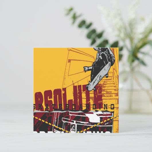 Oxygentes Skateboard Invitation Kaart (Staand voorkant)