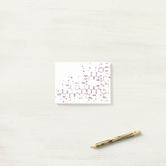 Oxytocine molecule, moleculen van liefde post-it® notes (Op bureau)