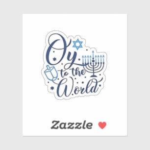 Oy aan de wereld Chanoeka Joodse Grappig Sticker