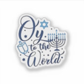 Oy aan de wereld Chanoeka Joodse Grappig Sticker (Voorkant)