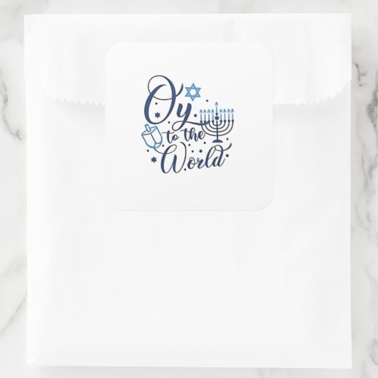 Oy aan de wereld Chanoeka Joodse Grappig Vierkante Sticker (Tas)