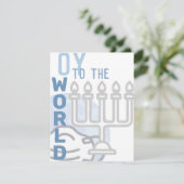 Oy aan de wereld Grappig Gelukkig Chanoeka Blue Me Feestdagenkaart (Staand voorkant)