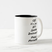 OY! Het is gewoon YO. Achterwaarts gespeld! Tweekleurige Koffiemok (Voorkant rechts)