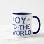 OY naar de Mok van de Wereld Blauwe en Witte Vakan<br><div class="desc">Blauwe en witte,  grappige en feestelijke Humor Mok OY naar de wereld met blauwe sneeuwvlokken</div>