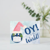 OY tegen World Funny Face Mask Pandemic Feestdagenkaart (Staand voorkant)