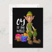 Oy to the World Grappige Elf Kerst Feestdagenkaart (Voorkant / Achterkant)
