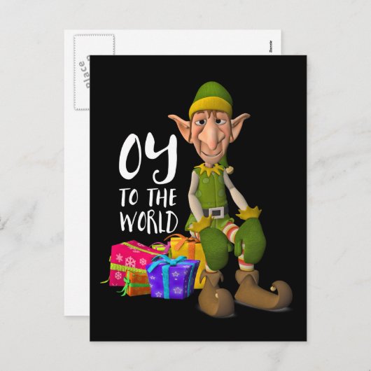 Oy to the World Grappige Elf Kerst Feestdagenkaart (Voorkant / Achterkant)