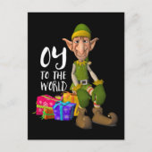 Oy to the World Grappige Elf Kerst Feestdagenkaart (Voorkant)