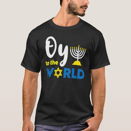 Oy To The World Happy Hanukkah T-shirt (Voorkant)