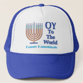 Oy-to-the-world-Happy-Hanukkah Trucker Pet (Voorkant)