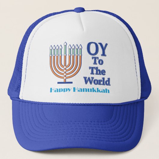 Oy-to-the-world-Happy-Hanukkah Trucker Pet (Voorkant)