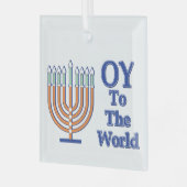 Oy To The World Menorah Glas Ornament (Voorkant links)