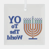Oy To The World Menorah Glas Ornament (Achterkant)
