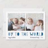 Oy to World | 2 Foto Hanukkah Feestdagenkaart (Voorkant)